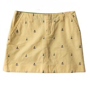 Lilly Pulitzer Yellow Nautical Embroidered Chino Skirt Size 12